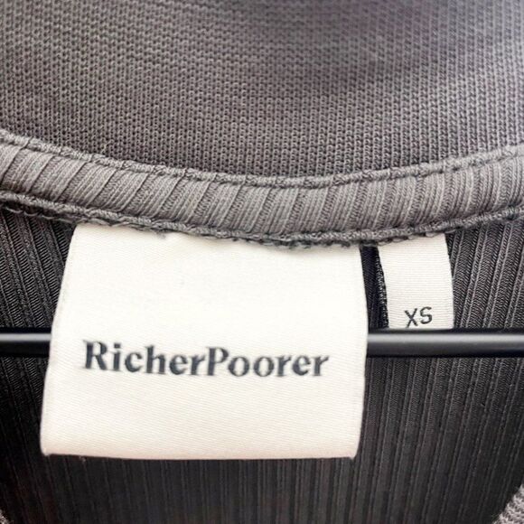 Richer Poorer Ribbed Column Maxi Dress Dark Gray Size XS High Neck Sleeveless - Picture 6 of 7